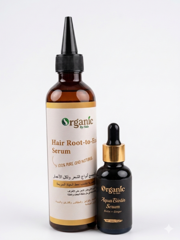 Organic by Hala Hair Thickening Duo – Aqua Biotin & Root to End Serums